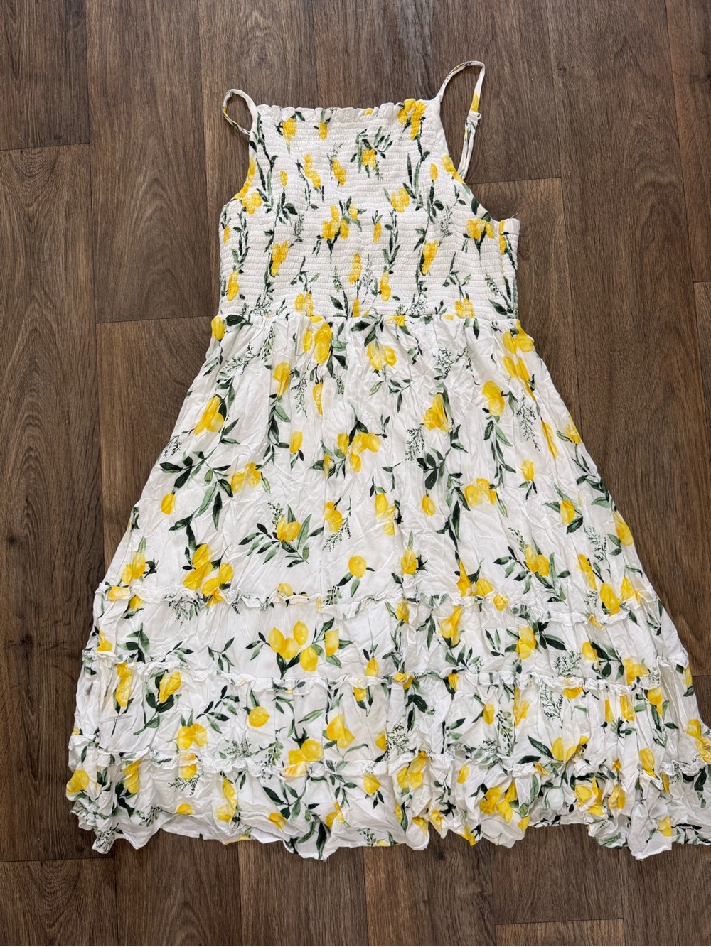 Torrid White Yellow Floral Smocked Midi A-Line Dress Square Neck 3XL